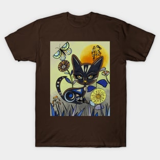 Mid century black cat art T-Shirt